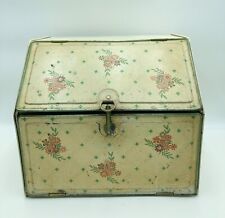 Vintage Metal Vented Latching Two Door Tin Breadbox Pie Safe  Yellow Floral picture
