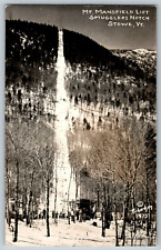 RPPC Vintage Postcard - Stowe, VT - Mt. Mansfield Lift Smugglers Notch 1950 picture