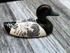 VTG Miniature Cast Iron Black Drake Duck Decoy Hand Painted Metal Paper Weight picture