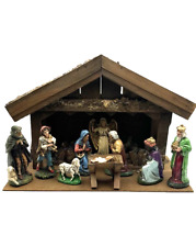 Vintage Marolin Nativity Set 11 Paper Mache Figures Stable Manger W Germany picture