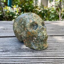 1.8LB 4.4'' Natural Rainforest Jasper Skull Quartz Statue Crystal Healing Decor picture