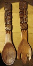 Vintage Wooden Carved Fork & Spoon Honduras 13