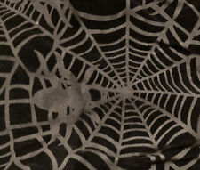 Gothic Black Velveteen Velvet fabric Spider Web Gothic ONE Panel Vintage Retro picture