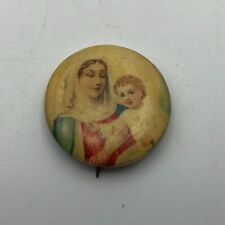 Madonna Mary Child Baby Jesus Pinback Button Pin Badge Vintage Antique Religious picture
