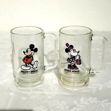 Vintage Walt Disney Mickey And Minnie Mouse Drinking Glasses Handles Mugs 5.5''  picture