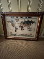 ANTIQUE LATE 20th CENTURY ALEXANDER KALIFANO GEM STONE FRAMED WORLD MAP picture