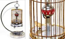Vintage Automoton Birdcage Bird Clock w/ Stand ~ Keeps Good Time picture