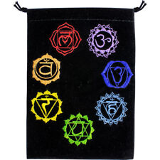 Colorful 7 Chakras Black Velveteen Tarot, Crystal or Rune Bag picture