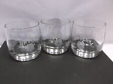3 JIM BEAM TUMBLER ON THE ROCKS-ETCHED BOURBON WHISKEY GLASS picture