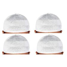 Indian Traditional Fancy White Color Islamic Prayer Cap For Men Pack Of 4 Pcs picture