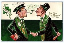 1908 St. Patrick's Day Man Pipe Of Peace Smoke Emmitsburg MD Antique Postcard picture