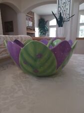 Suzanne Somers Ceramic Serving Bowl &  Spoon Violet Hand Painted Signd Rare EUC picture