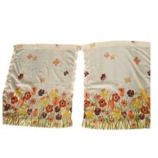 Vintage 60s 70s Curtains Retro Orange Brown Floral 30x25 Butterfly picture