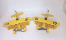 Hobby Lobby VTG Style Yellow Metal Planes Décor Lot of 2 picture