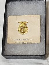 Vintage FFA 10K Gold Filled Screw Back Pin Lapel LGB Original Card New Old Stock picture
