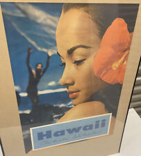 Vintage Hawaii Travel Tourism Litho Wall Poster Girl Ocean Tiki Bar Decor Prop picture
