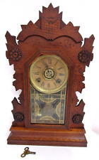 Antique Gilbert Kitchen Mantel Clock with Alarm 8-Day, Time/Strike, Key-wind picture