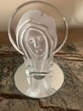 Vintage Madonna Frosted Crystal Sculpture on a Mirror Base 3