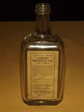 VINTAGE WHITE MINERAL OIL ALBANY NY PAPER LABEL  BOTTLE picture