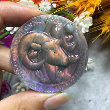 Top！AA+Natural Purple Labradorite Carved Aries Quartz Crystal Reiki Healing 1PC picture
