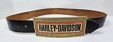 Vintage 1991 Baron Harley Davidson Spell Out Solid Brass H705 Belt Buckle & Belt picture