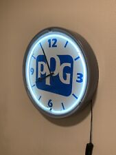 Vintage PPG White Neon Pittsburgh Plate Glass (PPG) 17” Electric Wall Clock NICE picture