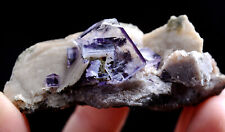 56g Natural  Clear Purple Fluorite Calcite Mineral Specimen / Yaogangxian China picture