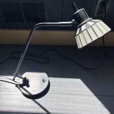 Vintage Mid-Century Tiffany-Style Glass & Metal Swing Arm Desk Lamp picture