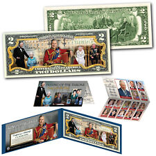 KING CHARLES III & QUEEN ELIZABETH II Passing the Throne $2 Bill Expanding COA picture