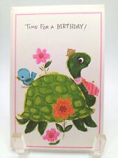 Vintage Unused Birthday Greeting Card Turtle 1960s picture