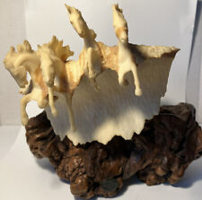 VINTAGE John Perry Studios Burl Wood & Resin Nautical Horse Sculpture numbered picture