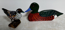 Ducks Chestnut Teal Duck by Ken Stiver and Duck on Log Wood Lot of 2 picture