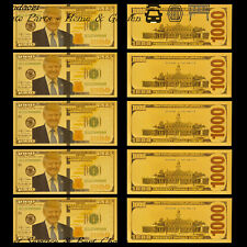 10x President Donald Trump 1000 Dollar Gold Bill Banknotes Fits Collection Gift picture