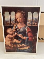 Vtg Postcard Artist Madonna Leonardo da Vinci Damaged picture