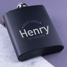 Personalised Hip Flask Engraved Steel 6oz Personalised Groom Best Man Usher Gift picture
