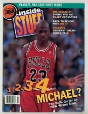 1992 Inside Stuff Michael Jordan Basketball Cover w/ Card Sheet of Fleer NBA picture