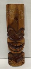 Hand Carved Wood Hawaiian TIKI God Statue 15” Artist Signed picture