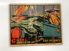 1936 G Men Police Gum Trading Card Heroes of the Law Death Rides the Waves 120 picture