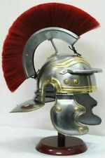 Vintage armour helmet red hair with stand brass roman new decorative style item picture