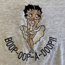 Vtg Too Cute Betty Boop Large Embroidered Tshirt Heather Grey Boop Oop A Doop picture