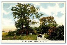 1917 Scene Classic Car Dirty Road Wire Fence Grove Larned Kansas KS Postcard picture