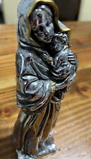 Madonna  With Child  Virgin Mary Baby Jesus 9” Metal Statue RARE Beautiful picture