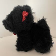 Black SCOTTISH TERRIER SCOTTIE Puppy Dog Plush Red Ears  Bow VTG Allegra picture