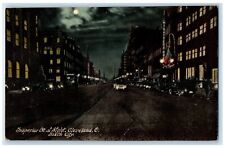 c1910 Superior Night Sixth City Moon Street Cleveland Ohio OH Vintage Postcard picture