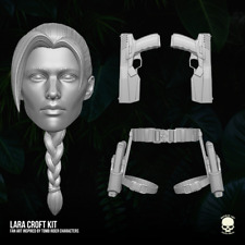 Tomb Raider Lara Croft custom head and belt / guns kit for action figures picture