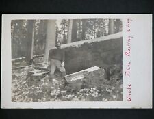 Real Photo Postcard Lumberjack Winter Work Vtg RRCP Forrest Log Uncle John picture