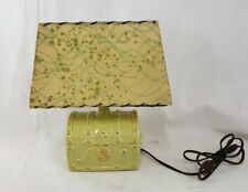 1940s Ceramic Chartreuse Green Treasure Chest Lamp with Fiberglass Shade WORKS picture