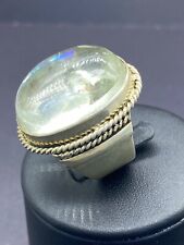 Authentic Old Beautiful Natural Dar Najaf White Clear Stone Solid Sliver Ring picture