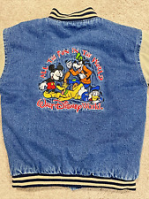 Disney World Kids Mickey Mouse Demin Varsity Jacket Size XS Embroidered VTG 90s picture
