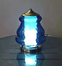 Vintage 1960's 70's MCM Accent Table Desk Lamp Light COBALT Blue Glass Retro Vtg picture